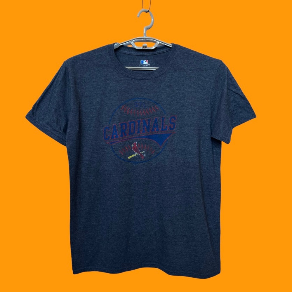 MLB Cardinals Baseball Graphic T-Shirt Faded Men Gray Size Large